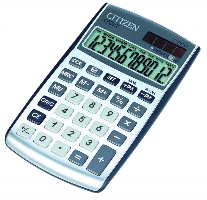 Produkt w kategorii: Artykuły biurowe, nazwa produktu: Kalkulator biurowy CITIZEN CPC-112 WB, 12-cyfrowy, 120x72mm, srebrny