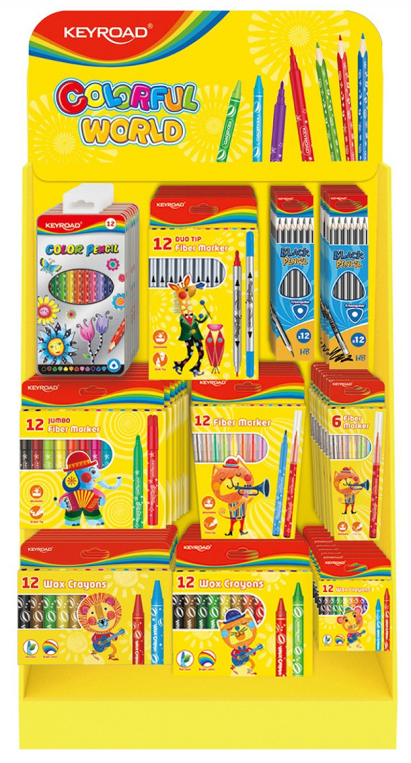 Produkt w kategorii: Zestawy przyborów szkolnych, nazwa produktu: Mały display KEYROAD Colorful World, karton, składany, bez wyposażenia, żółty