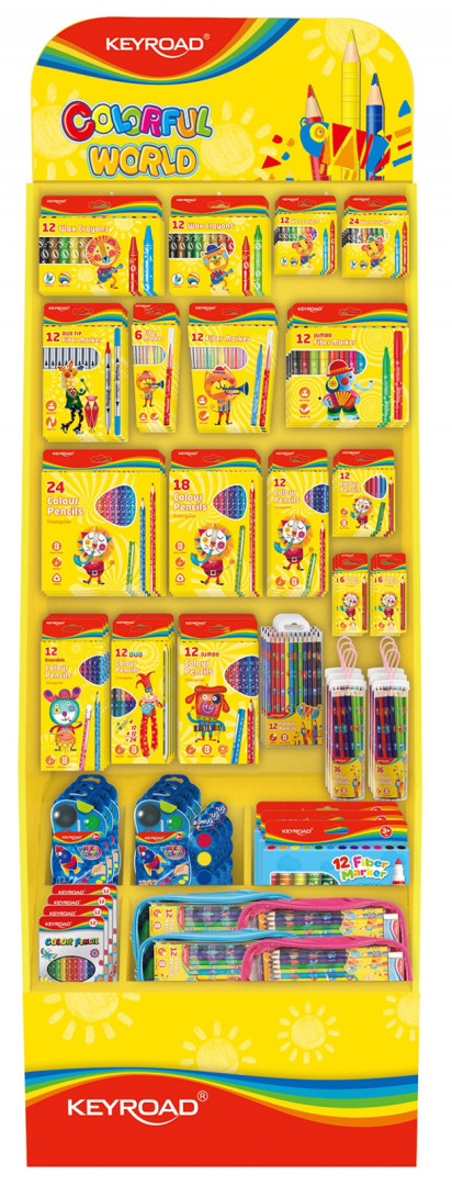 Produkt w kategorii: Zestawy przyborów szkolnych, nazwa produktu: Duży display KEYROAD Colorful World, karton, składany, bez wyposażenia, żółty