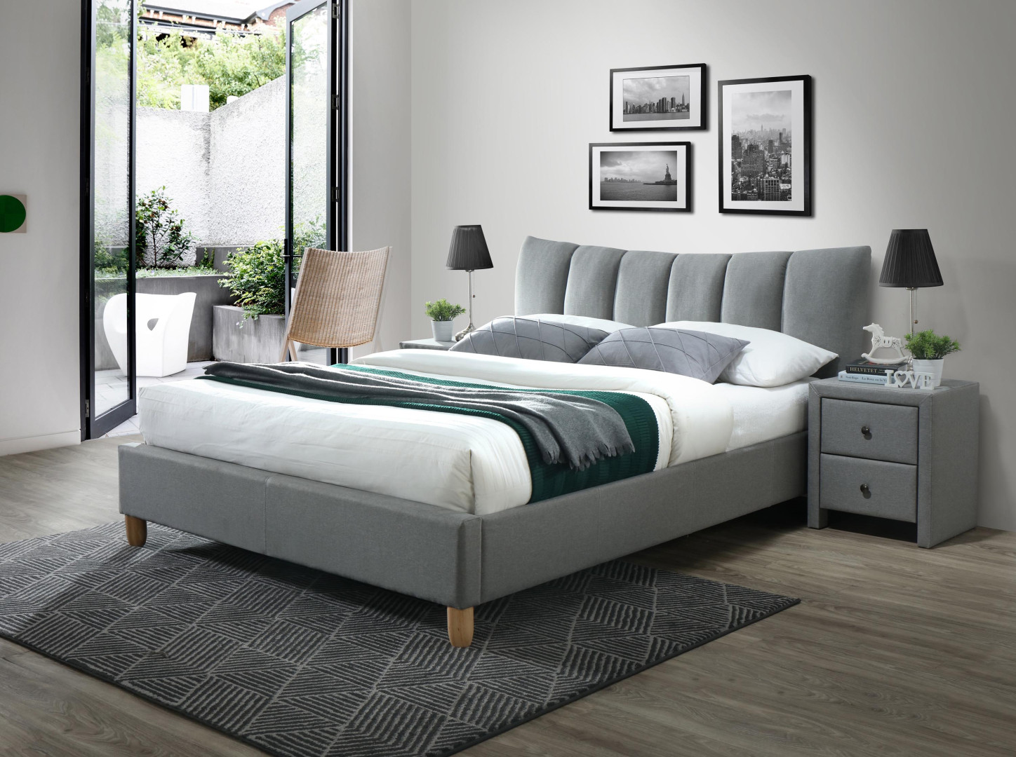 Produkt w kategorii: Łóżka, nazwa produktu: Łóżko tapicerowane Sandy popielate 174cm