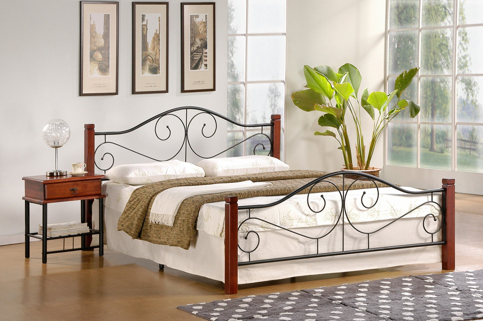 Produkt w kategorii: Łóżka, nazwa produktu: Eleganckie łóżko Violetta czereśnia 120/200
