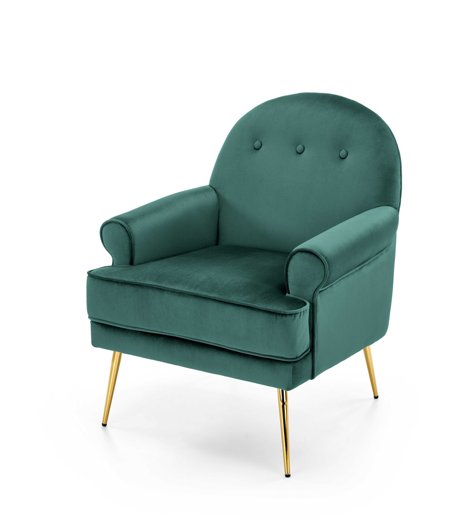 Produkt w kategorii: Fotele, nazwa produktu: Zielony fotel Santi złote nogi